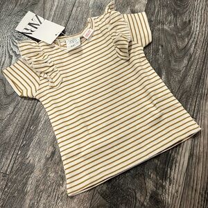 Zara ribbed t shirt baby girl 9-12 months beige new cotton